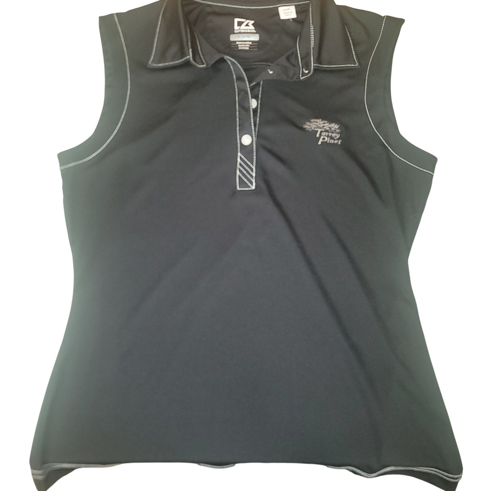 Golfcore Torrey Pines Womens Black Sleeveless Polo Country Club CB DryTec Small